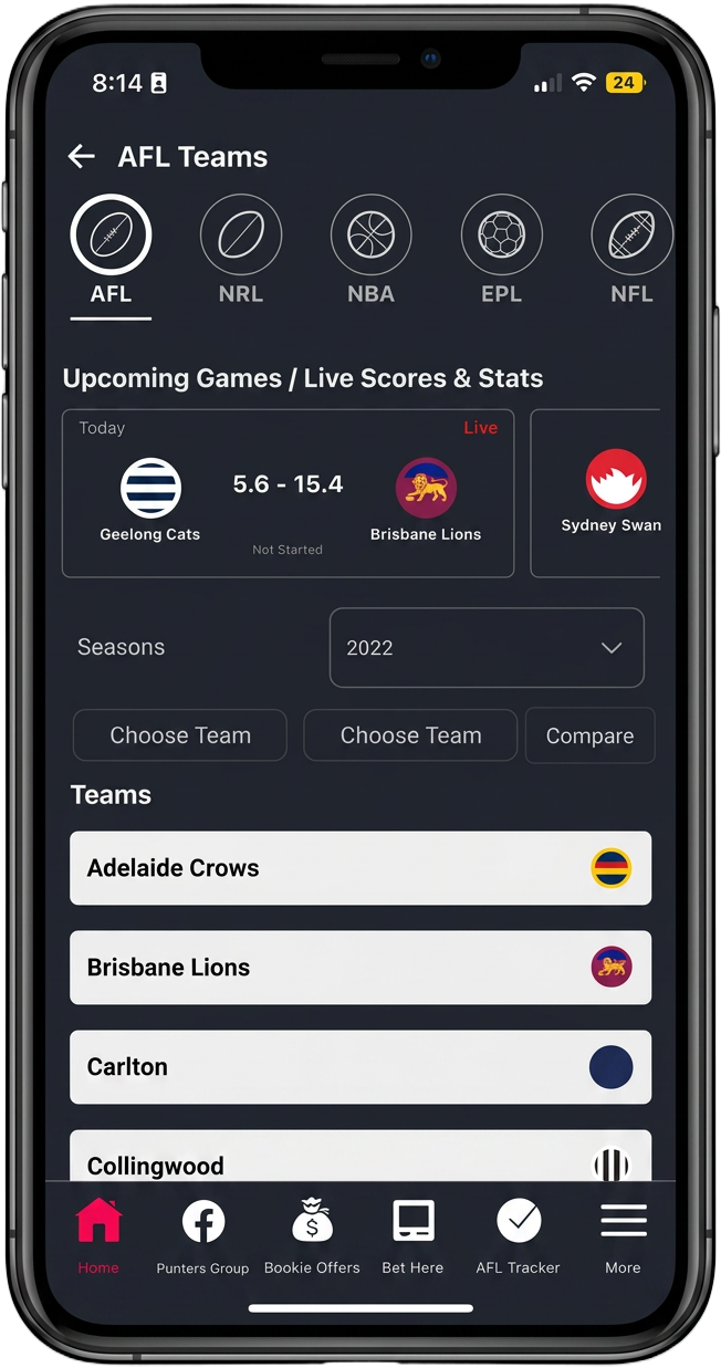 All Major Leagues screen in the Multi Hub app